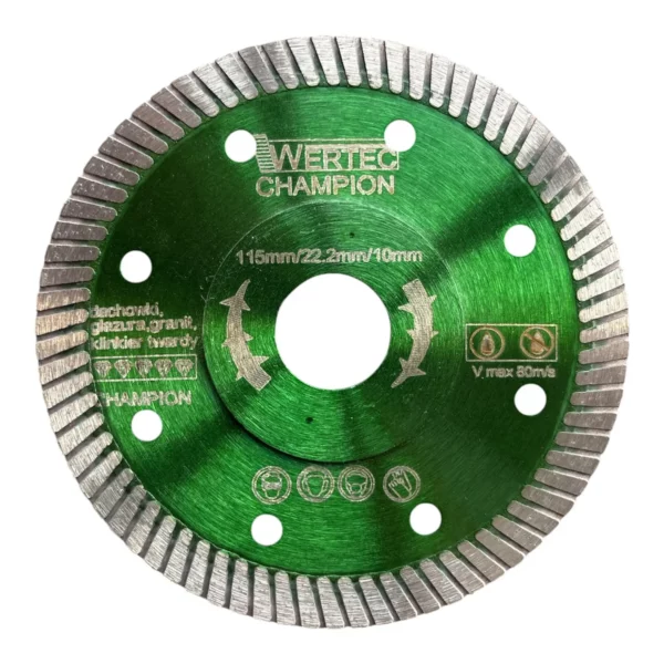 Tarcza diamentowa turbo do płytek i gresu CHAMPION 115 x 1,0 x 22,23 mm WERTEC