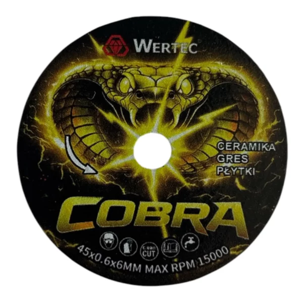 Tarcza diamentowa do gresu i spieków 45x0,6x6mm COBRA45 WERTEC NANOCUT45