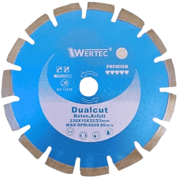 Tarcza diamentowa do asfaltu i betonu 230x10x23,22 DUALCUT ASFALT-BET WERTEC
