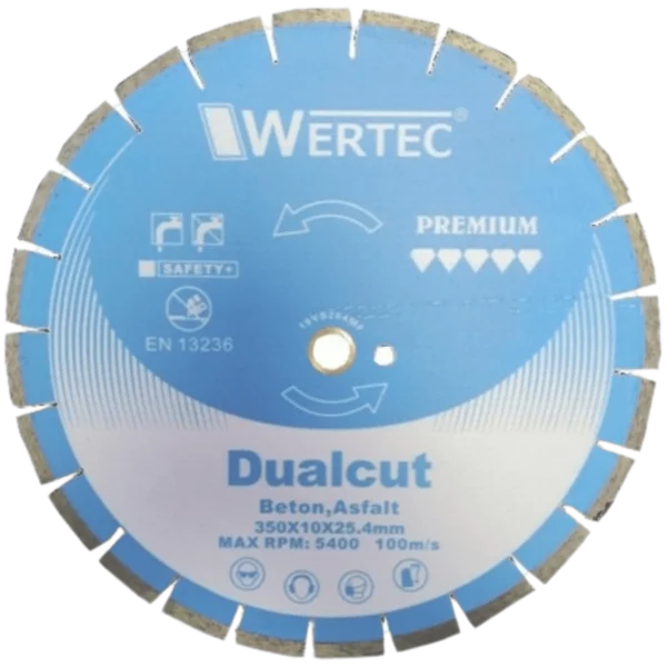 Tarcza diamentowa do asfaltu DUALCUT 350x25,4x10 mm ASFALT-BETON WERTEC