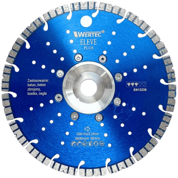 Tarcza diamentowa do betonu i kostki brukowej z flanszą 230x10x22,23mm ELEVEN WERTEC