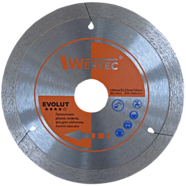 Tarcza diamentowa ciągła do płytek i gresu EVOLUT 125 x 1,4 x 22,23 mm WERTEC
