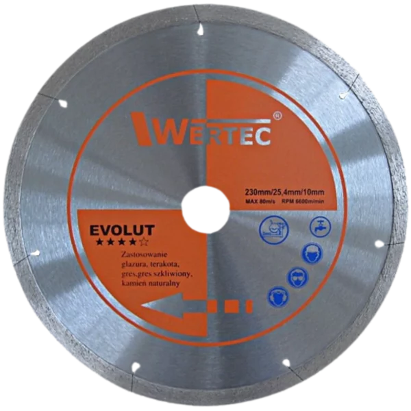 Tarcza diamentowa ciągła do płytek i gresu EVOLUT 230 x 2,0 x 22,23 mm WERTEC