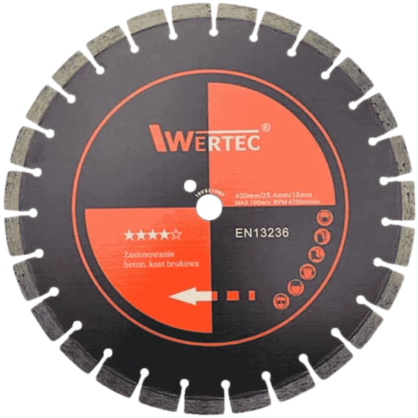 Tarcza diamentowa do betonu i kamienia 400x25,4x15mm Grafit WERTEC