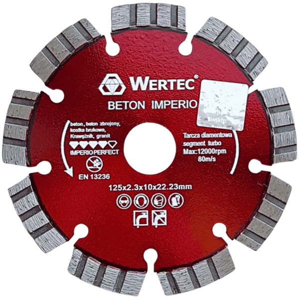 Tarcza diamentowa do betonu IMPERIO 125x22,23x10mm WERTEC