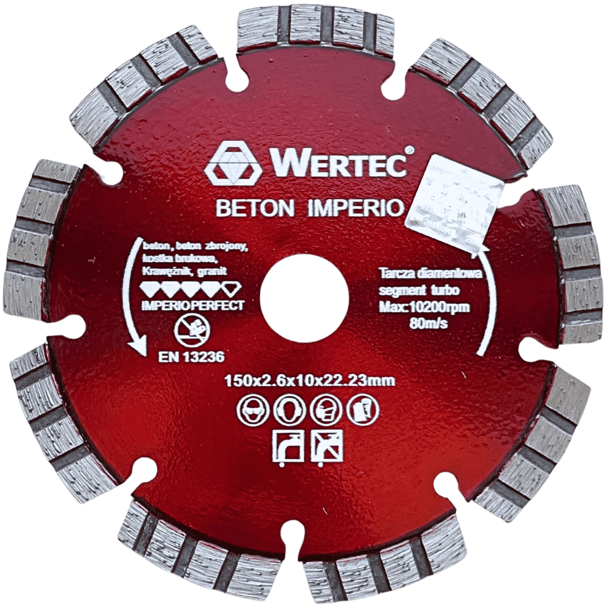 Tarcza diamentowa do betonu IMPERIO 150x22,23x10mm WERTEC