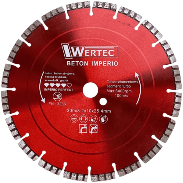 Tarcza diamentowa do betonu i kamienia IMPERIO 300x25,4x10mm WERTEC