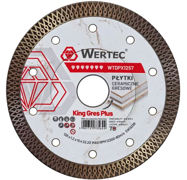 Tarcza diamentowa do gresu X-turbo KING GRES PLUS 125 x 1,2 x 22,23 mm WERTEC