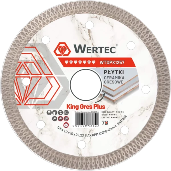 Tarcza diamentowa do gresu X-turbo KING GRES PLUS 125 x 1,2 x 22,23 mm WERTEC