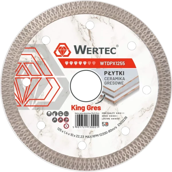 Tarcza diamentowa do gresu X-turbo KING GRES 125 x 1,4 x 22,23 mm WERTEC