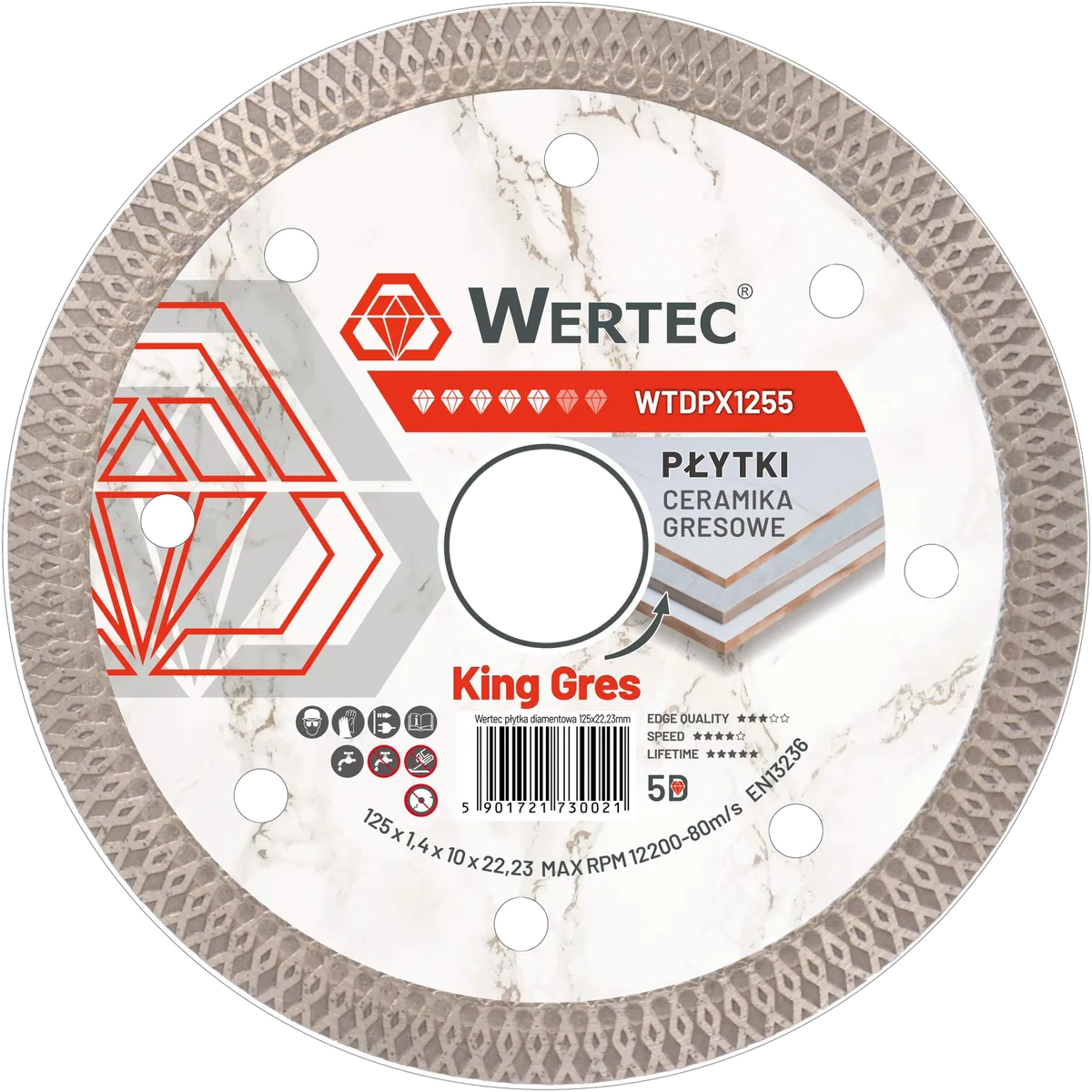 Tarcza diamentowa do gresu X-turbo KING GRES 125 x 1,4 x 22,23 mm WERTEC