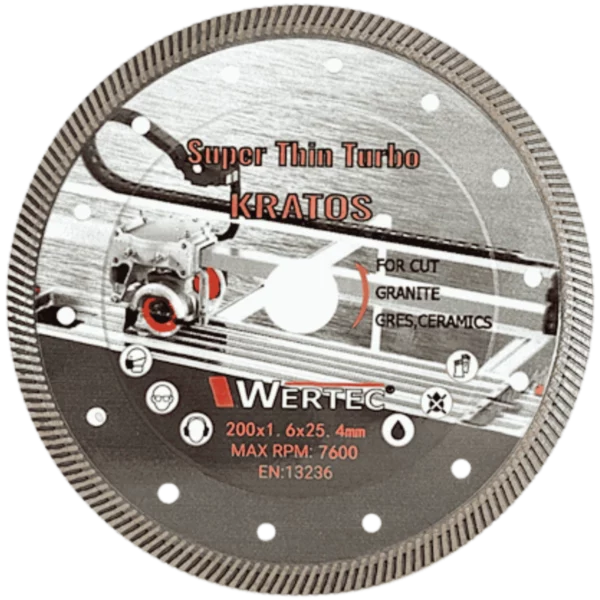 Tarcza diamentowa turbo do spieków i Dektonu KRATOS 200 x 25,4 mm WERTEC