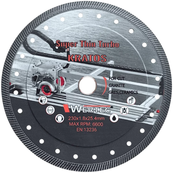Tarcza diamentowa turbo do spieków i Dektonu KRATOS 230 x 25,4/22,23 mm WERTEC