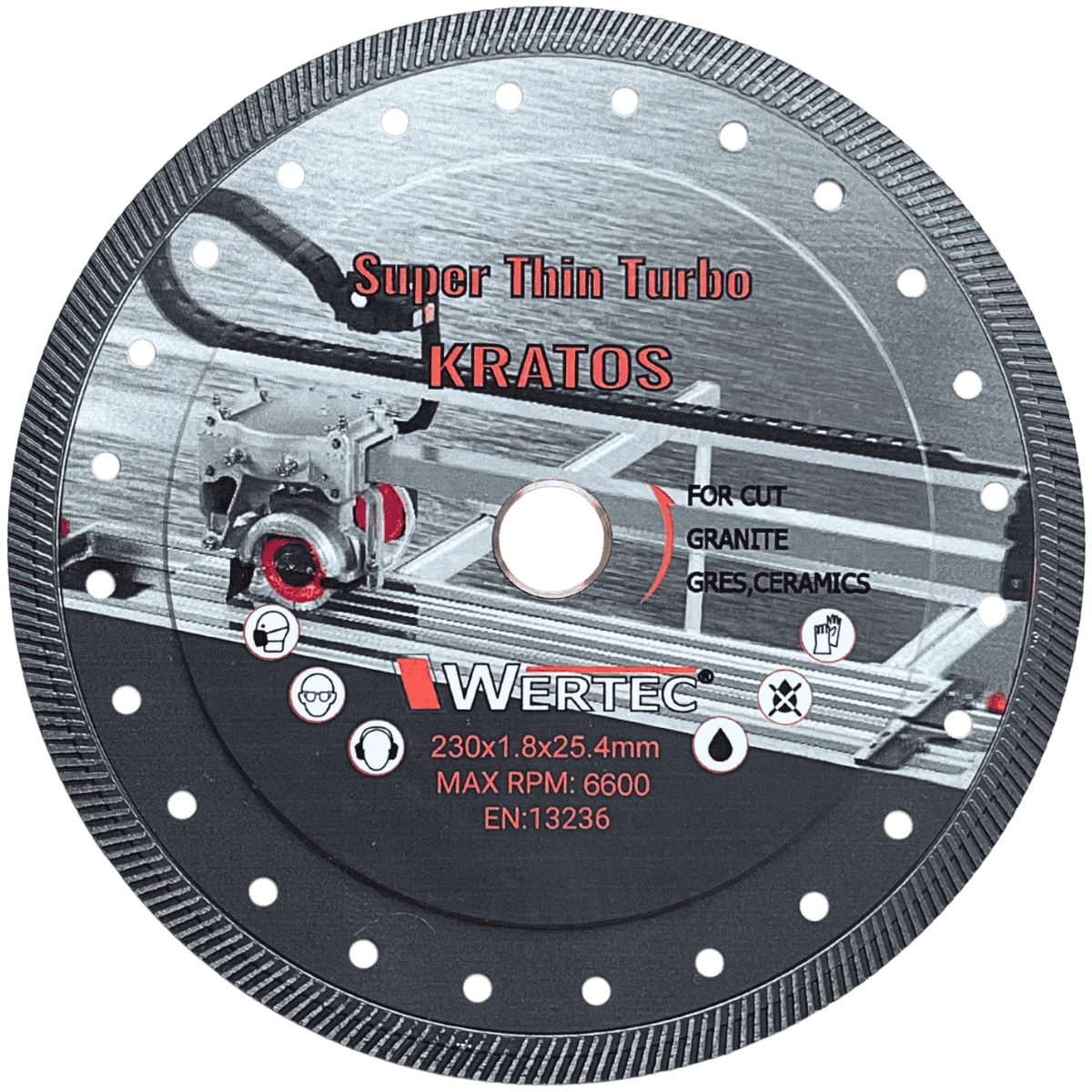 Tarcza diamentowa turbo do spieków i Dektonu KRATOS 230 x 25,4/22,23 mm WERTEC