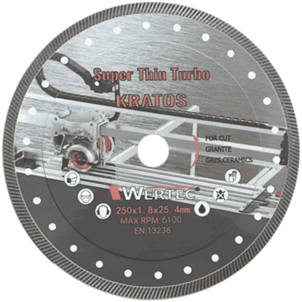 Tarcza diamentowa turbo do spieków i Dektonu KRATOS 250 x 25,4 mm WERTEC