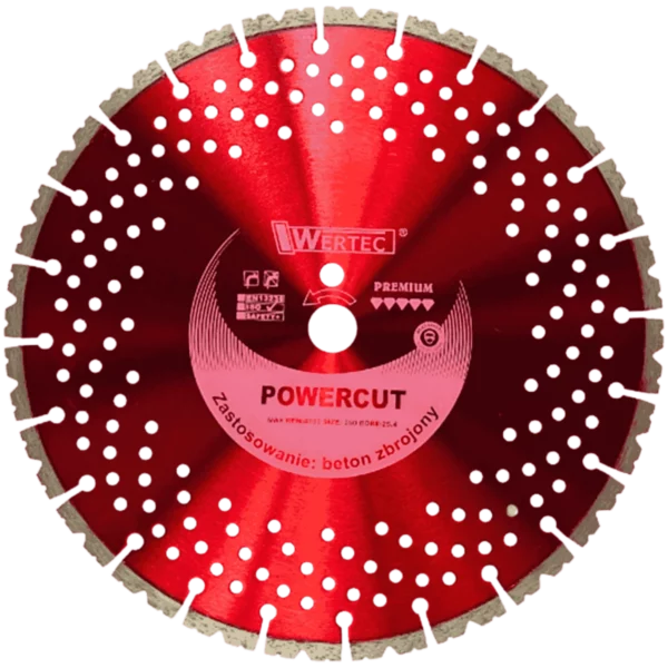 Tarcza diamentowa do betonu i betonu zbrojonego POWERCUT 350x12x25,4 bet. zbroj WERTEC