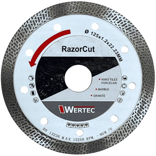 Tarcza diamentowa do gresu, spieków i płytek RAZORCUT 125x22,23 WERTEC