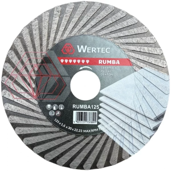 Tarcza diamentowa do cięcia pod kątem 45° RUMBA 125 x 22,23 mm WERTEC