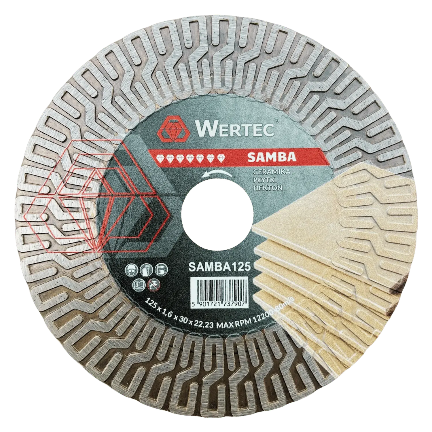 Tarcza diamentowa do cięcia pod kątem 45° SAMBA 125 x 22,23 mm WERTEC