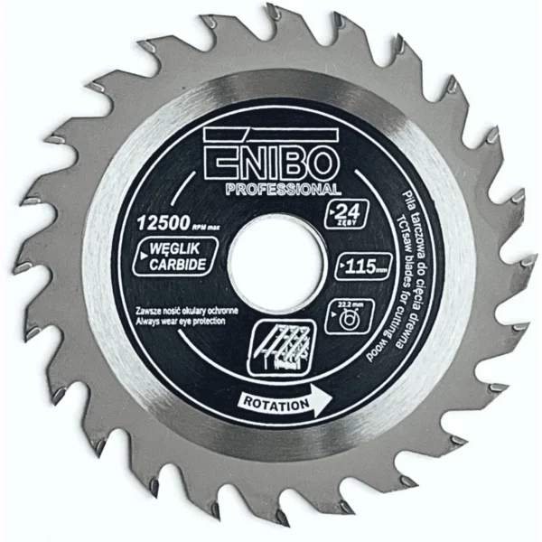 Piła tarczowa do cięcia drewna 115×22,2 mm, 24 zęby