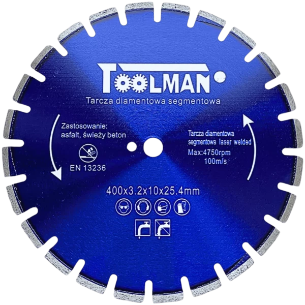 Tarcza diamentowa do asfaltu 400x10x25,4 LASER ASFALT TOOLMA WERTEC