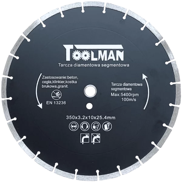 Tarcza diamentowa segm. 350x10x25,4 TOOLMAN
