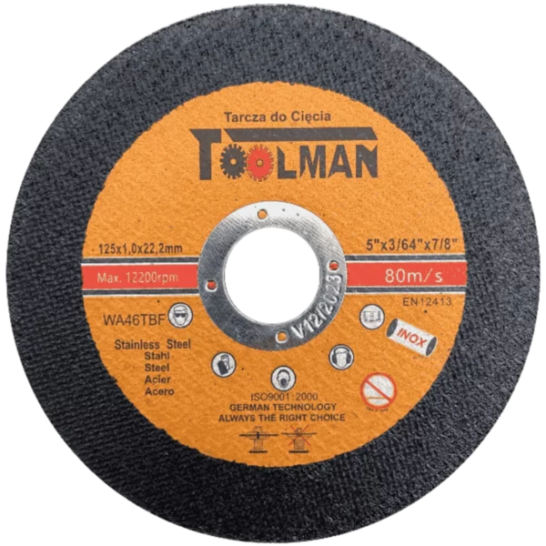Tarcza do cięcia Metal 125*1*22.23mm Toolman
