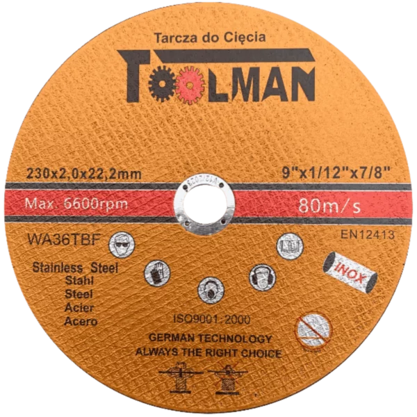 Tarcza do cięcia Metal 230*2*22.23mm-Toolman