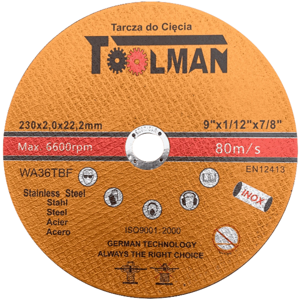 Tarcza do cięcia Metal 230*2*22.23mm-Toolman
