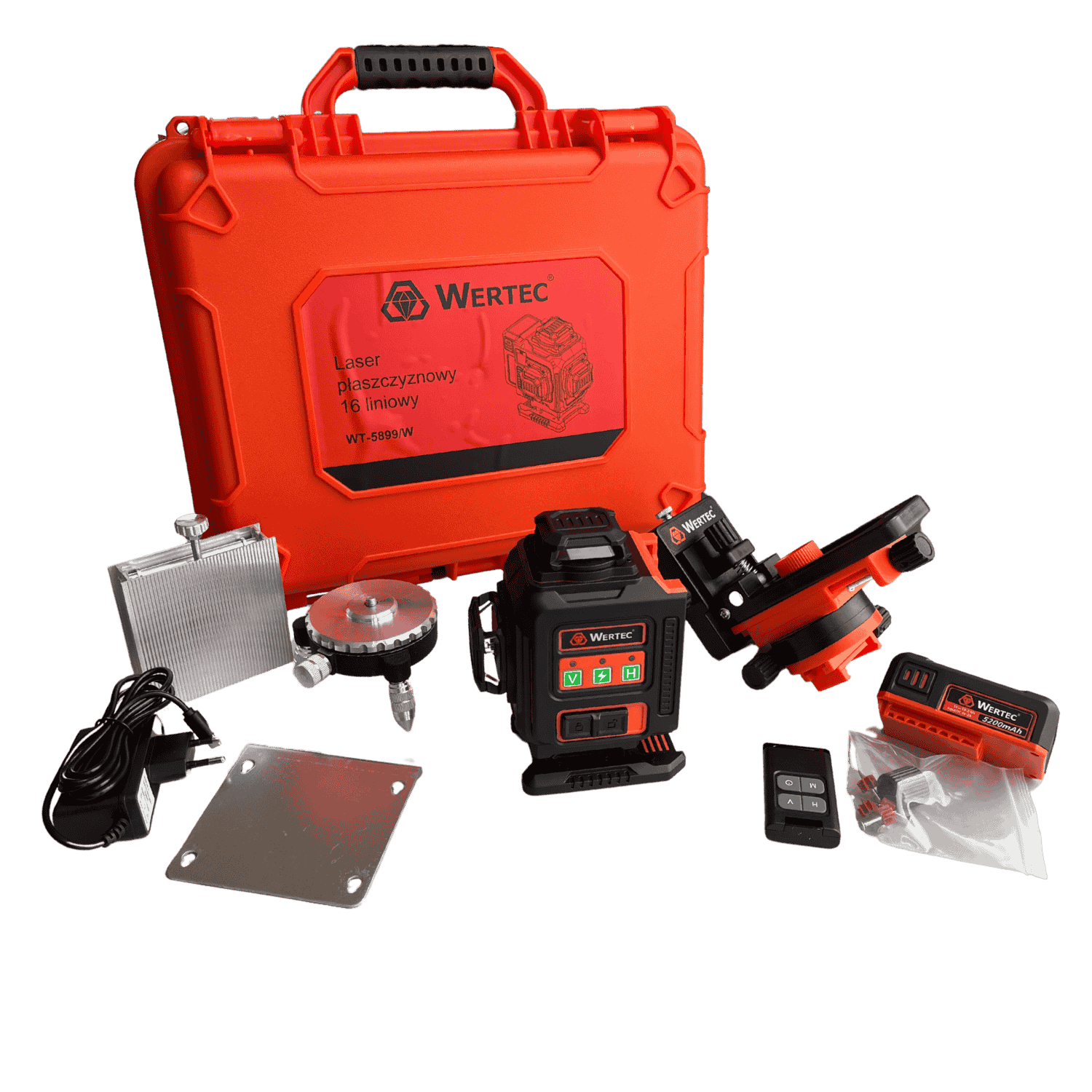 Laser poziomujący 4D 16 linii zielony WT-5899/W w walizce WERTEC