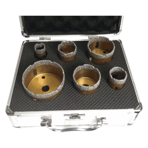 Zestaw koronek diamentowych do gresu 6 el. 20, 28, 35, 45, 50, 68 mm WERTEC