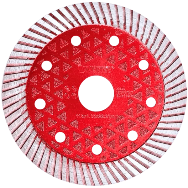 Tarcza diamentowa do gresu, spieków i płytek 115x1,35x22,23 turbo na mokro WERTEC