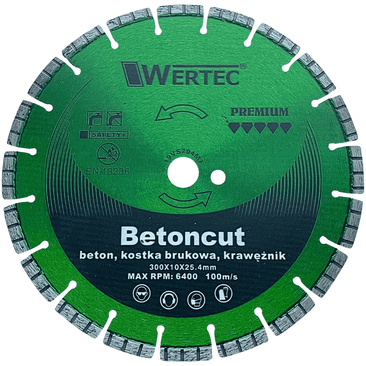 Tarcza diamentowa do betonu i kostki brukowej 300x10x25,4 segment T GREEN WERTEC