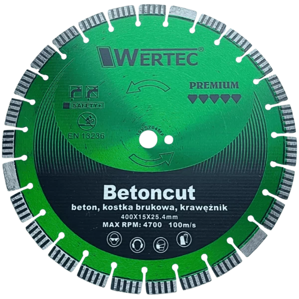 Tarcza diamentowa do betonu i kamienia 400x15x25,4 TN GREEN WERTEC