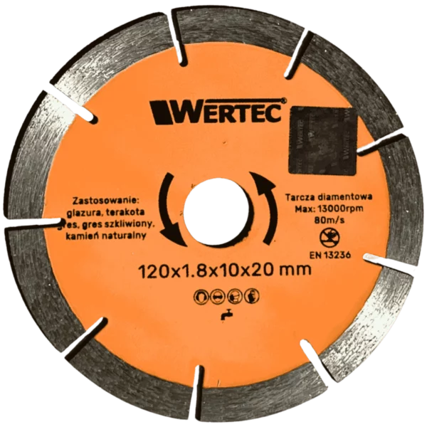 Tarcza diamentowa ciągła 120x20x10mm WERTEC