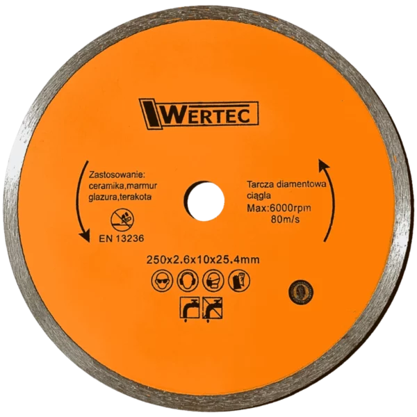 Tarcza diamentowa ciągła 250 mm WERTEC