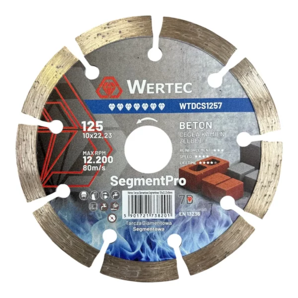 Tarcza diamentowa do betonu 125x22,23xH10 SegmentPro WTDCS1257 WERTEC
