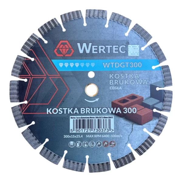 Tarcza diamentowa GRAFIT TURBO 300×25,4×15 mm WTDGT300 WERTEC