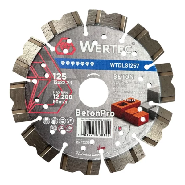 Tarcza diamentowa do betonu 125x22,23xH12 Laser BetonPro WTDLS1257 WERTEC
