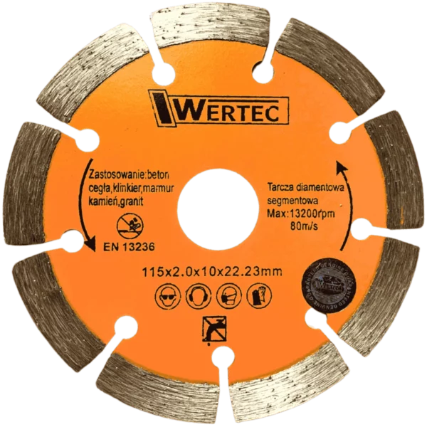 Tarcza diamentowa do betonu segment. 115 mm WERTEC