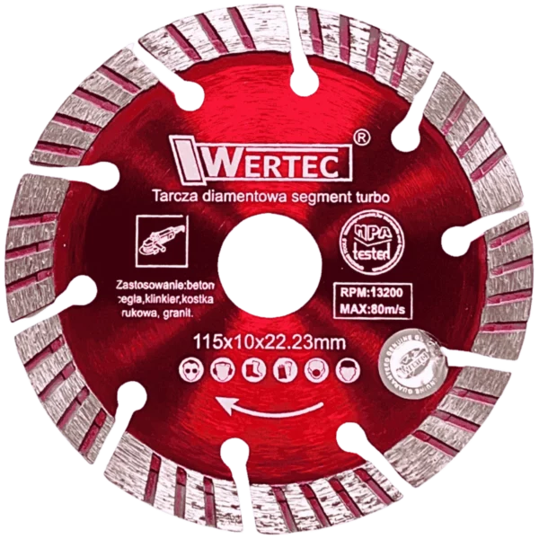 Tarcza diamentowa do betonu i kamienia segment. turbo "S" 115x10mm WERTEC