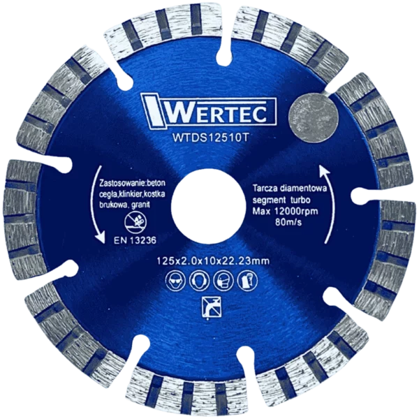 Tarcza diamentowa do betonu i kamienia segment. turbo 125x10mm WERTEC