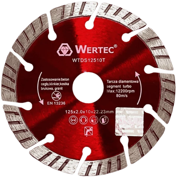 Tarcza diamentowa do betonu i kamienia segment. turbo "S" 125x10mm WERTEC