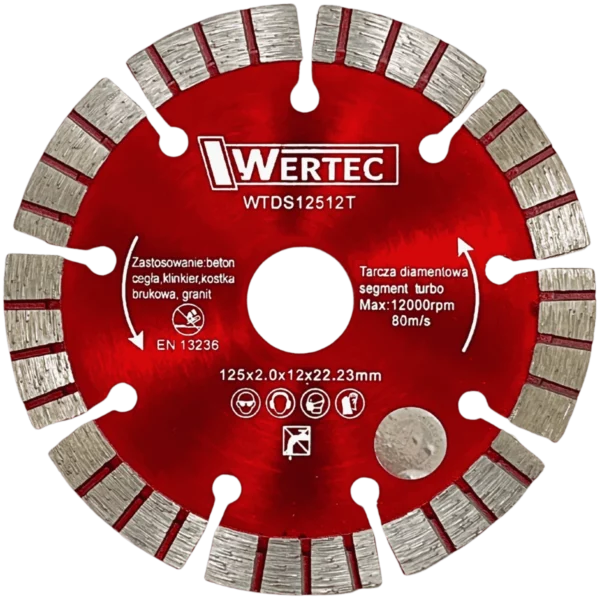 Tarcza diamentowa segment turbo 125x12mm WERTEC