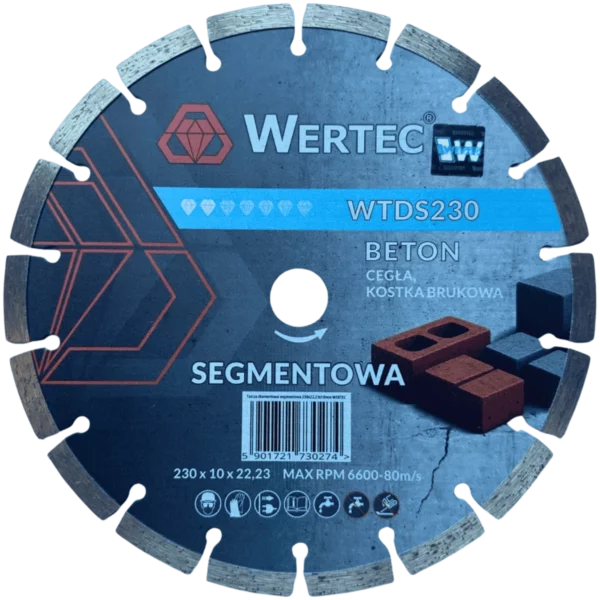 Tarcza diamentowa do betonu i kamienia segment. 230 mm WERTEC