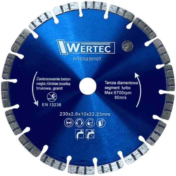 Tarcza diamentowa do betonu i kamienia segment.turbo 230x10mm WERTEC