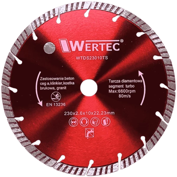 Tarcza diamentowa do betonu i kamienia segment. turbo "S" 230x10mm WERTEC