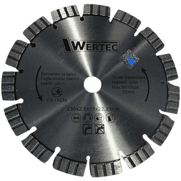 Tarcza diamentowa do betonu i kamienia segment. turbo 230x15mm WERTEC