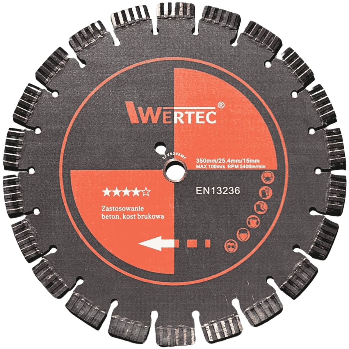 Tarcza diamentowa do betonu i kamienia 350x25,4x15 segment turbo GRAFIT WERTEC