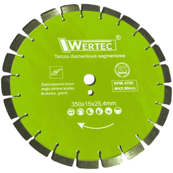 Tarcza diamentowa do betonu 350x25,4x15mm na elektr. SILVER WERTEC